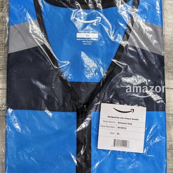 Amazon flex reflective safety vest employee Zip up XL pockets new sealed - Picture 4 of 6